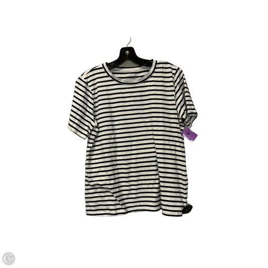 Top Short Sleeve Basic By Ann Taylor In Black & White, Size: L