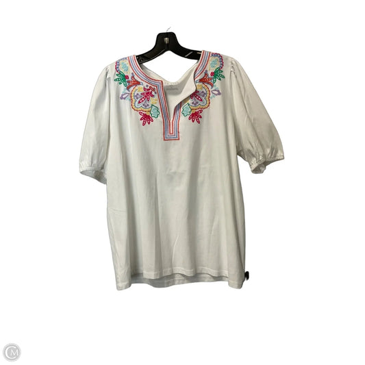 Top Short Sleeve By Talbots In White, Size: 1x
