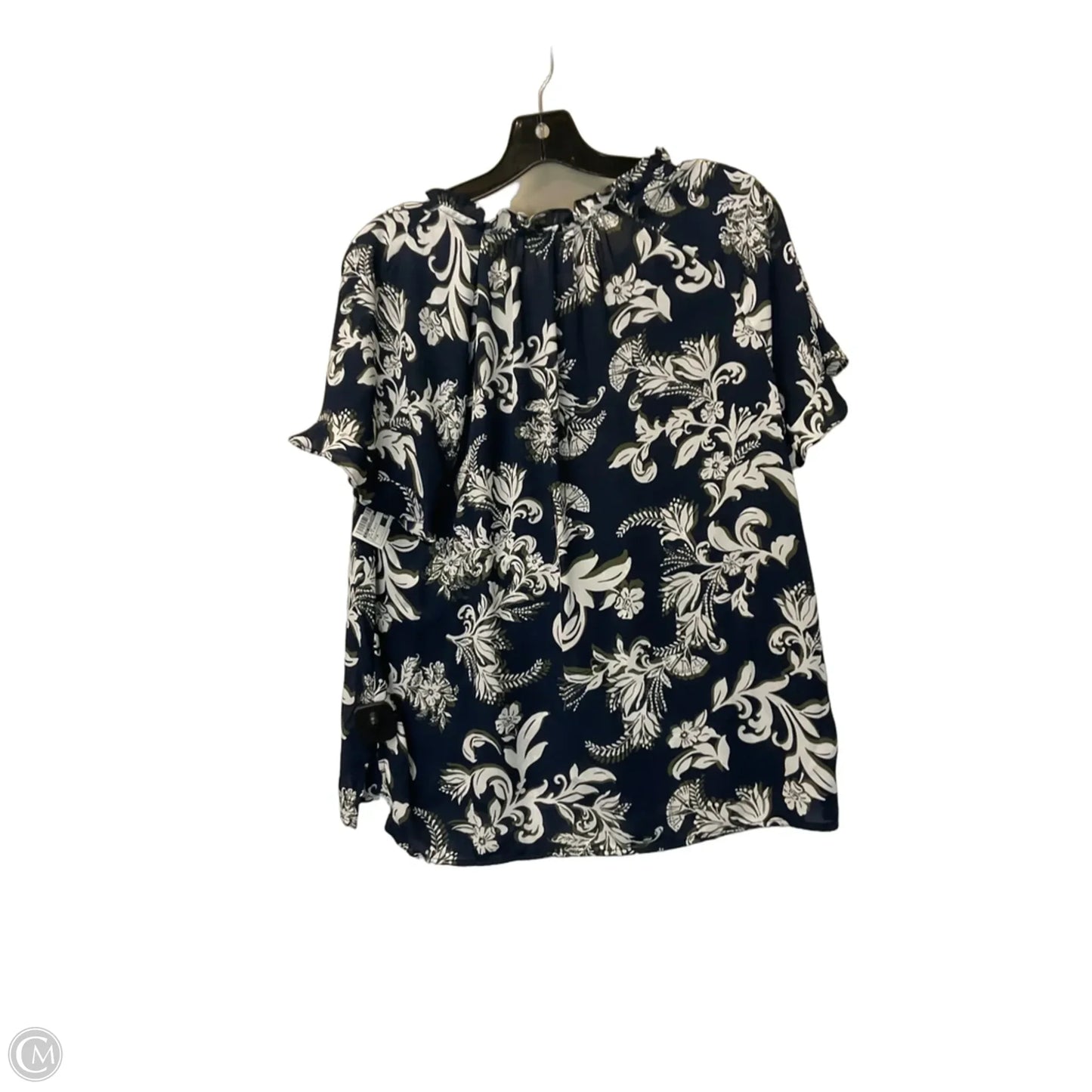 Top Short Sleeve By Liz Claiborne In Blue & White, Size: M