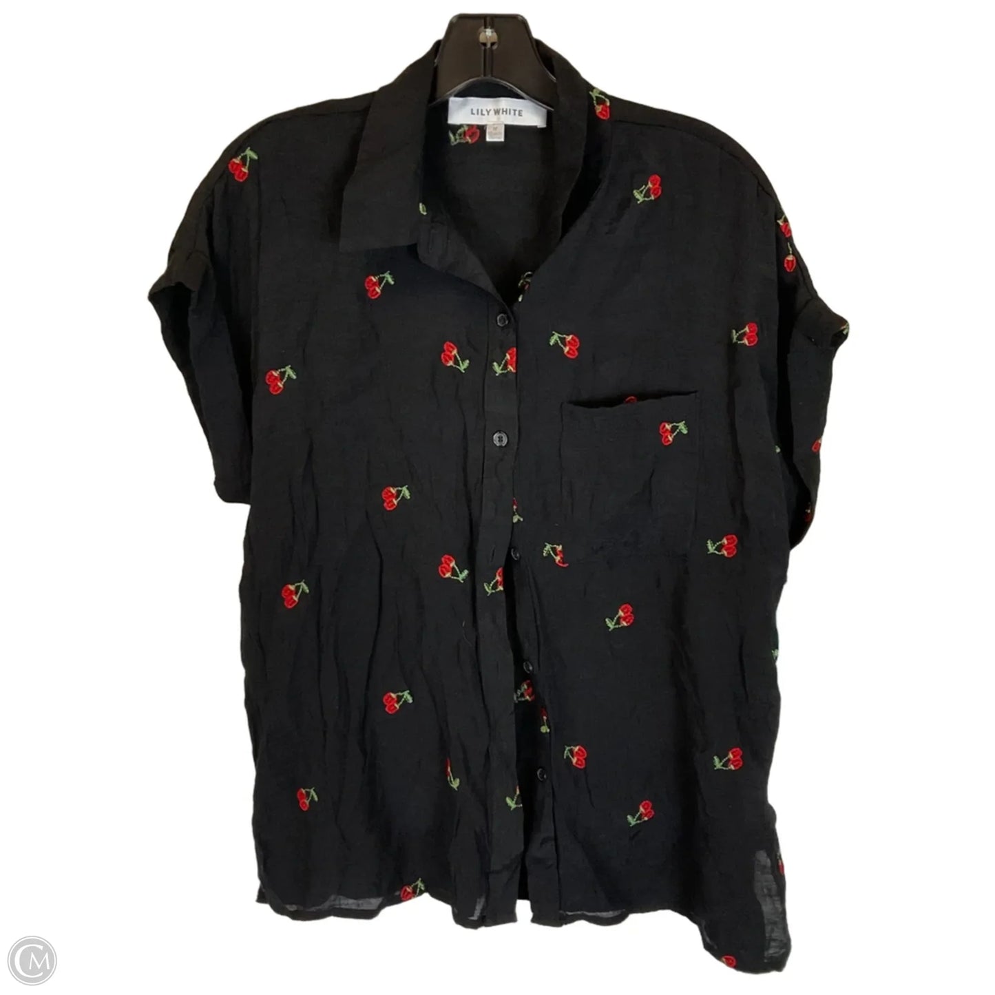 Top Short Sleeve By Lily White In Black, Size: M