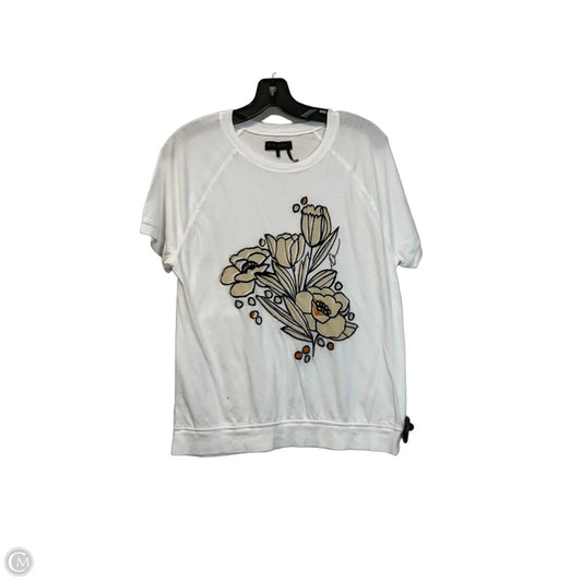 Top Short Sleeve By Donna Karan In White, Size: M
