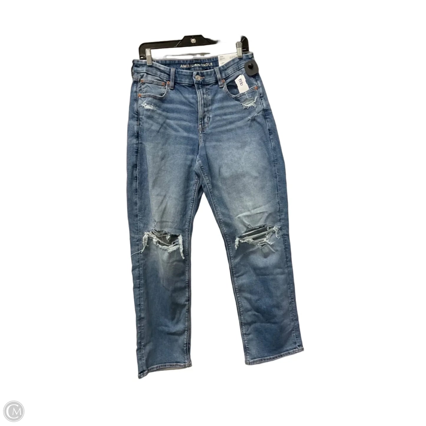 Jeans Straight By American Eagle In Blue Denim, Size: 12