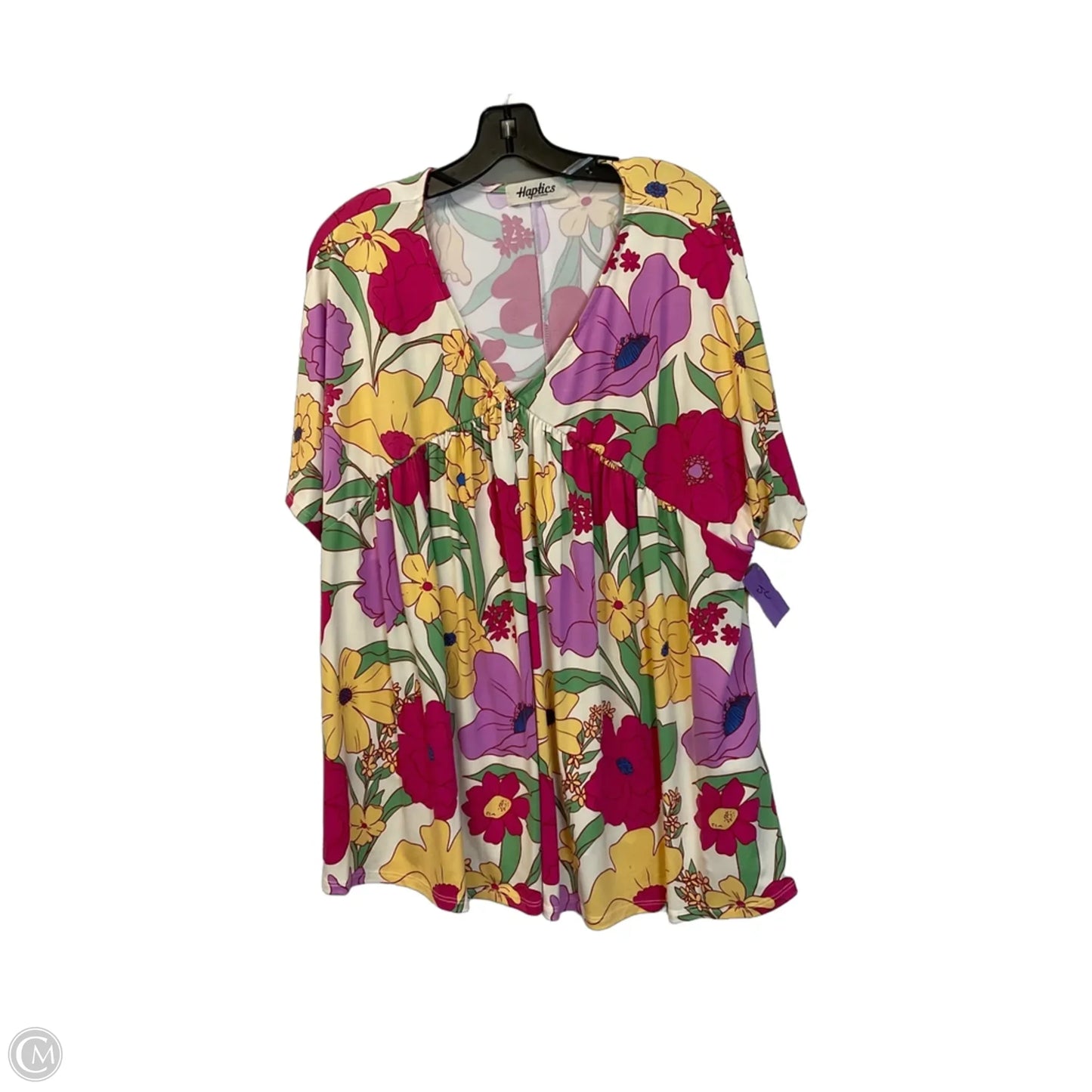 Top Short Sleeve By Haptics In Floral Print, Size: 1x