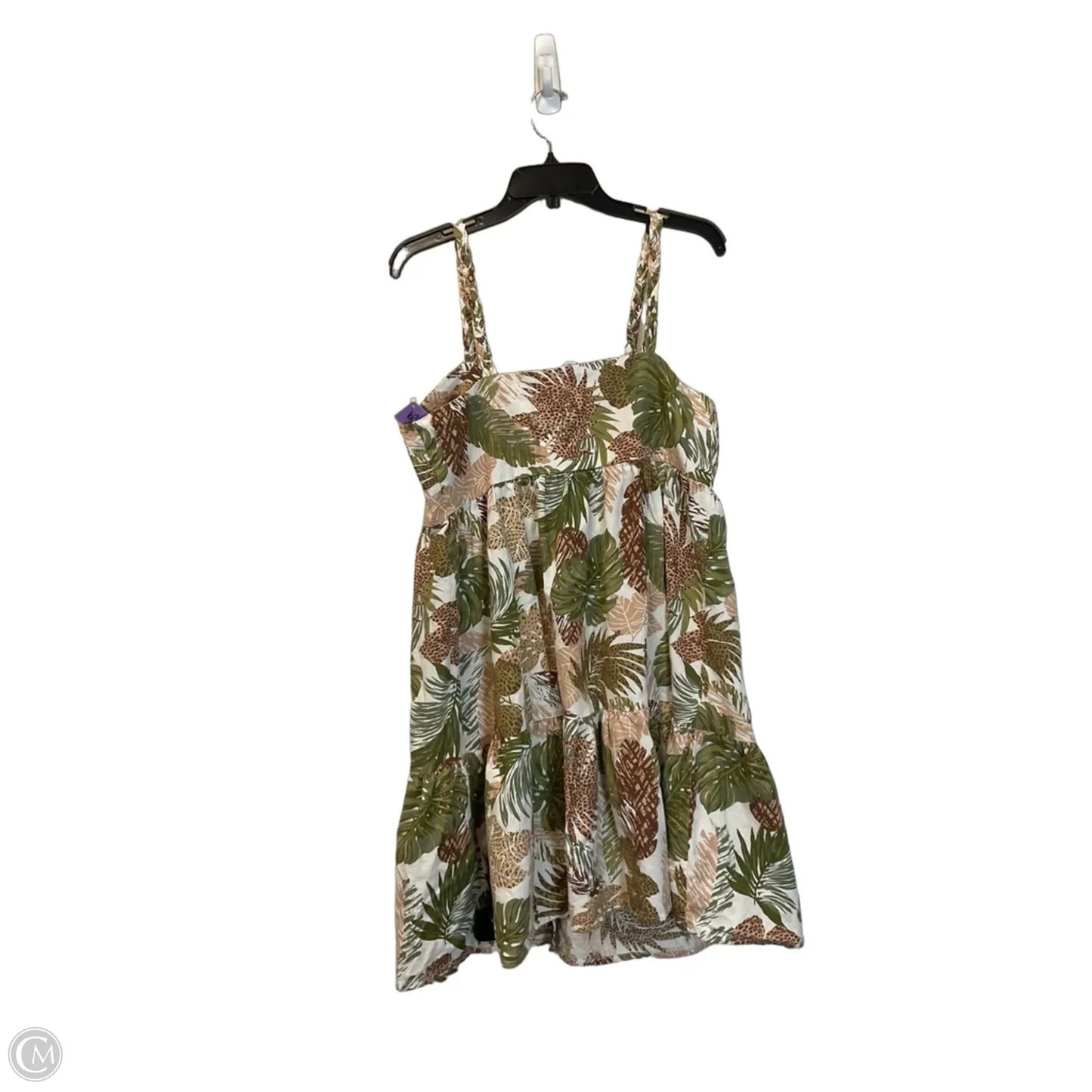 Dress Casual Short By Beachlunchlounge In Green & Tan, Size: L