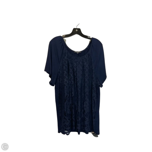 Top Short Sleeve By Cable And Gauge In Blue, Size: 2x