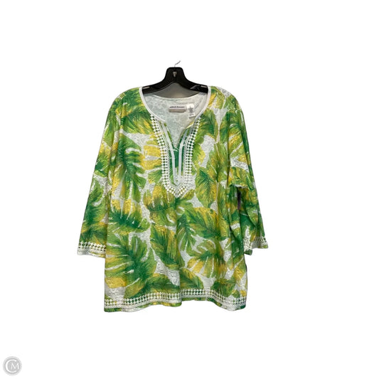 Top 3/4 Sleeve By Alfred Dunner In Green, Size: 2x