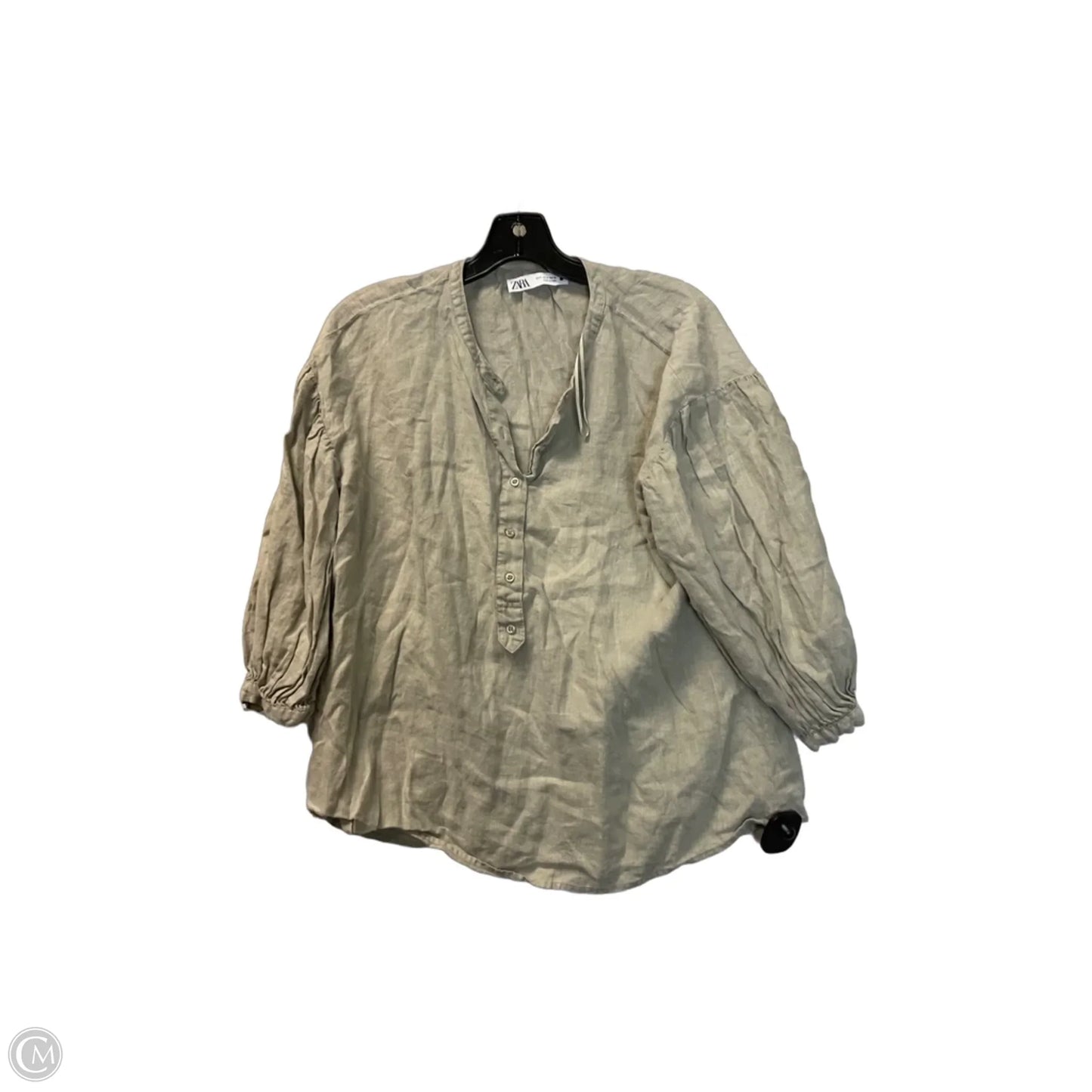Top Long Sleeve By Zara In Green, Size: S