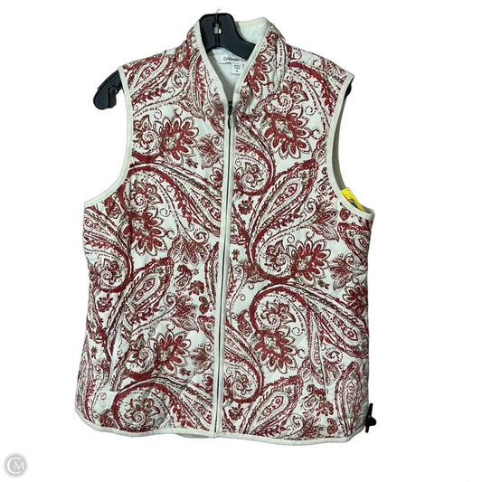 Vest Puffer & Quilted By Coldwater Creek In Cream & Red, Size: M