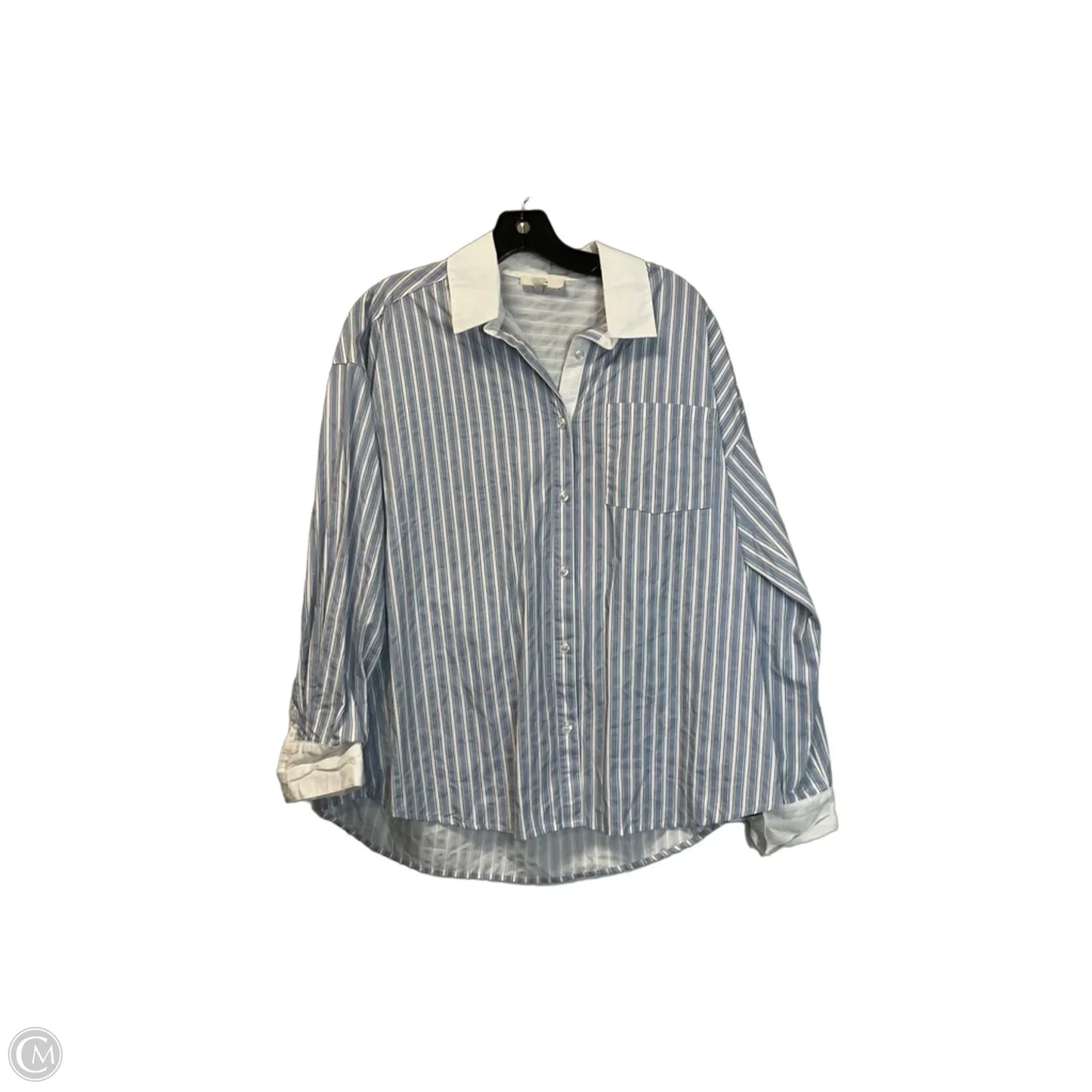Top Long Sleeve By Entro In Blue & White, Size: M