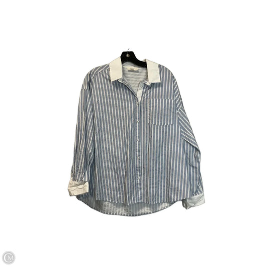 Top Long Sleeve By Entro In Blue & White, Size: M