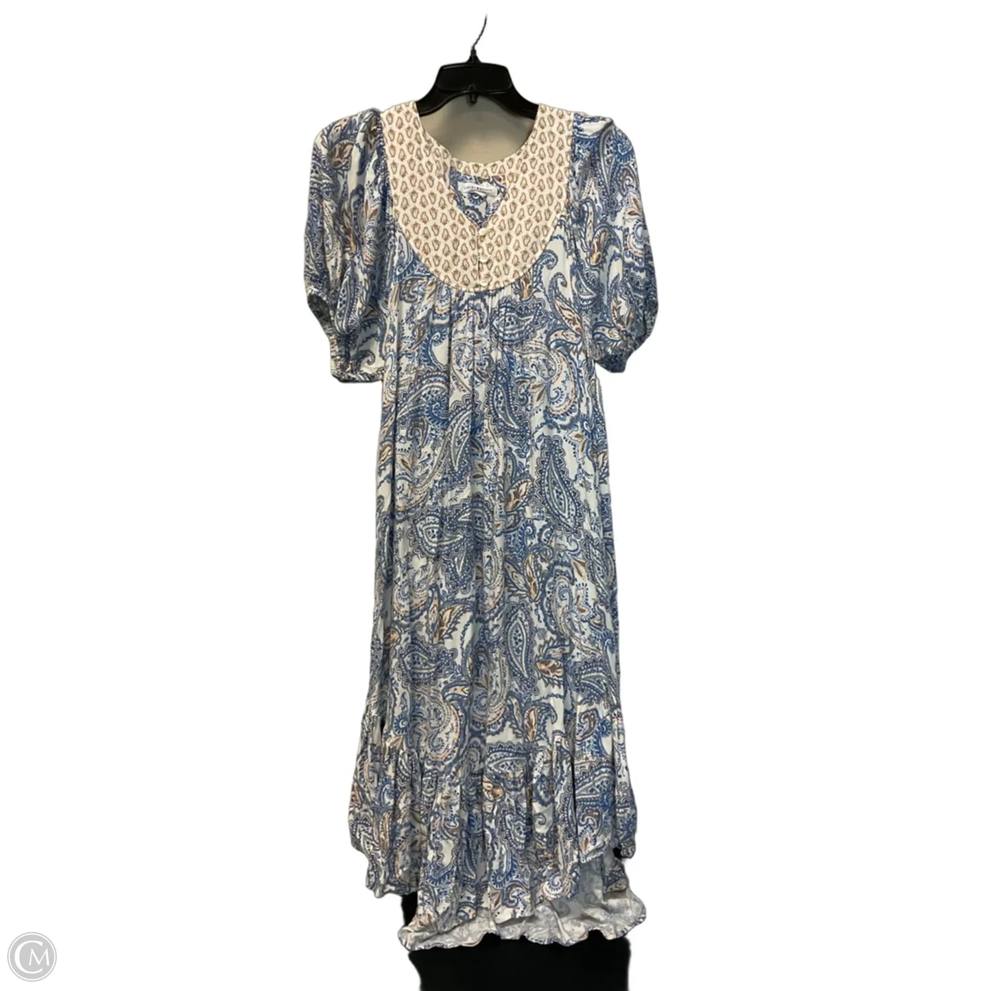 Dress Casual Midi By Lucky Brand In Blue & Cream, Size: Xs