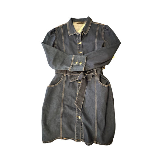 Dress Casual Midi By New York And Co In Blue Denim, Size:Xl