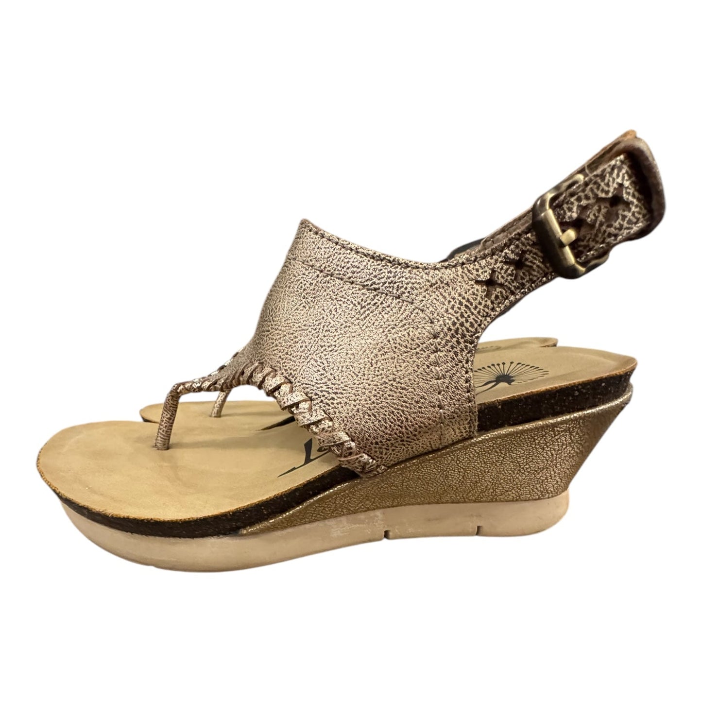 Sandals Heels Wedge By Otbt In Gold, Size:6