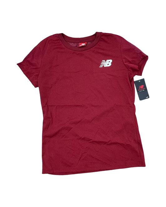 Athletic Top Ss By New Balance In Maroon, Size:L
