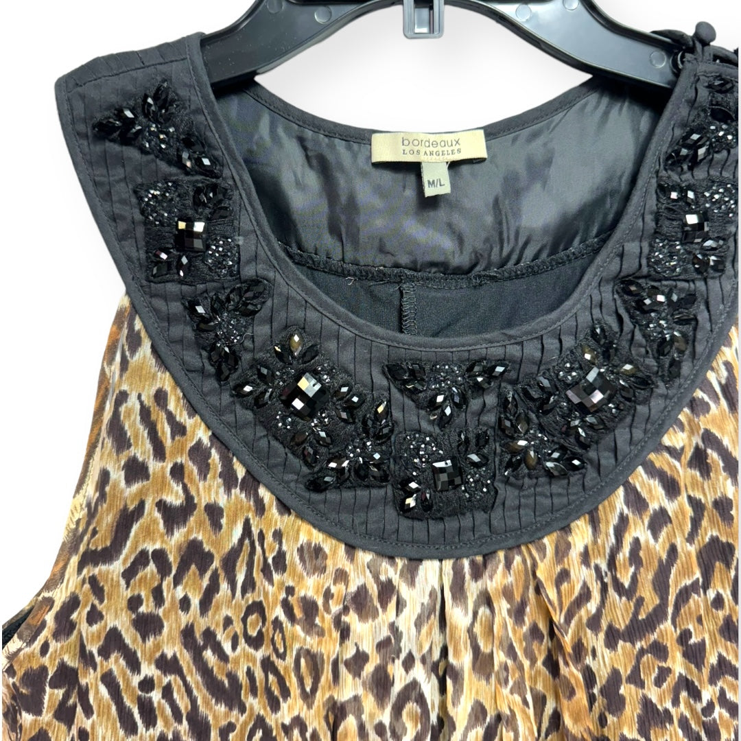 100% Silk Dress Party Short By Bordeaux  Size: M