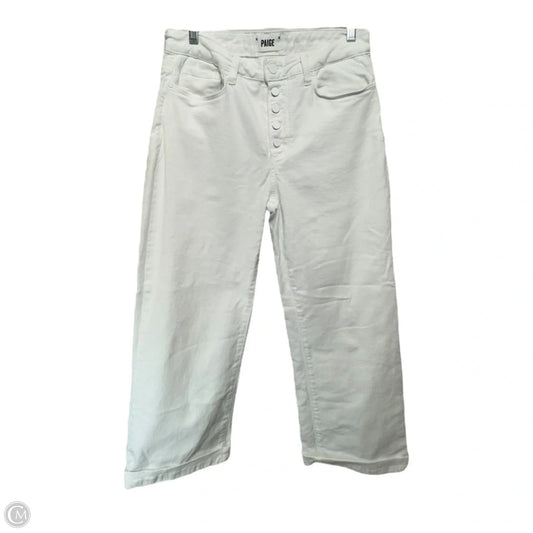 Leenah Ankle Exposed Button Fly Jeans By Paige In Crisp White Denim, Size: 8 (29)