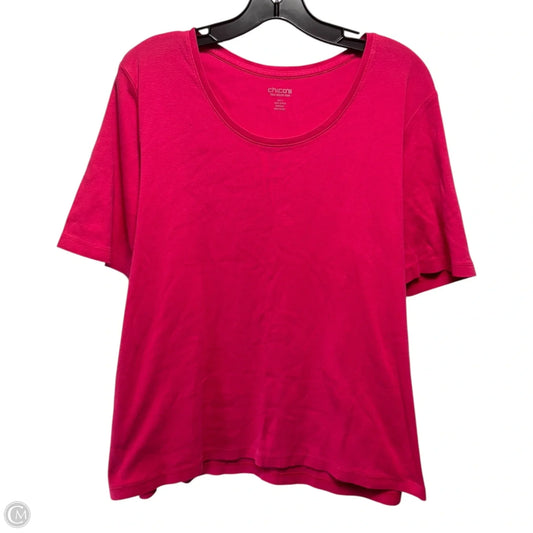 Top Short Sleeve Basic By Chicos In Pink, Size: Xl