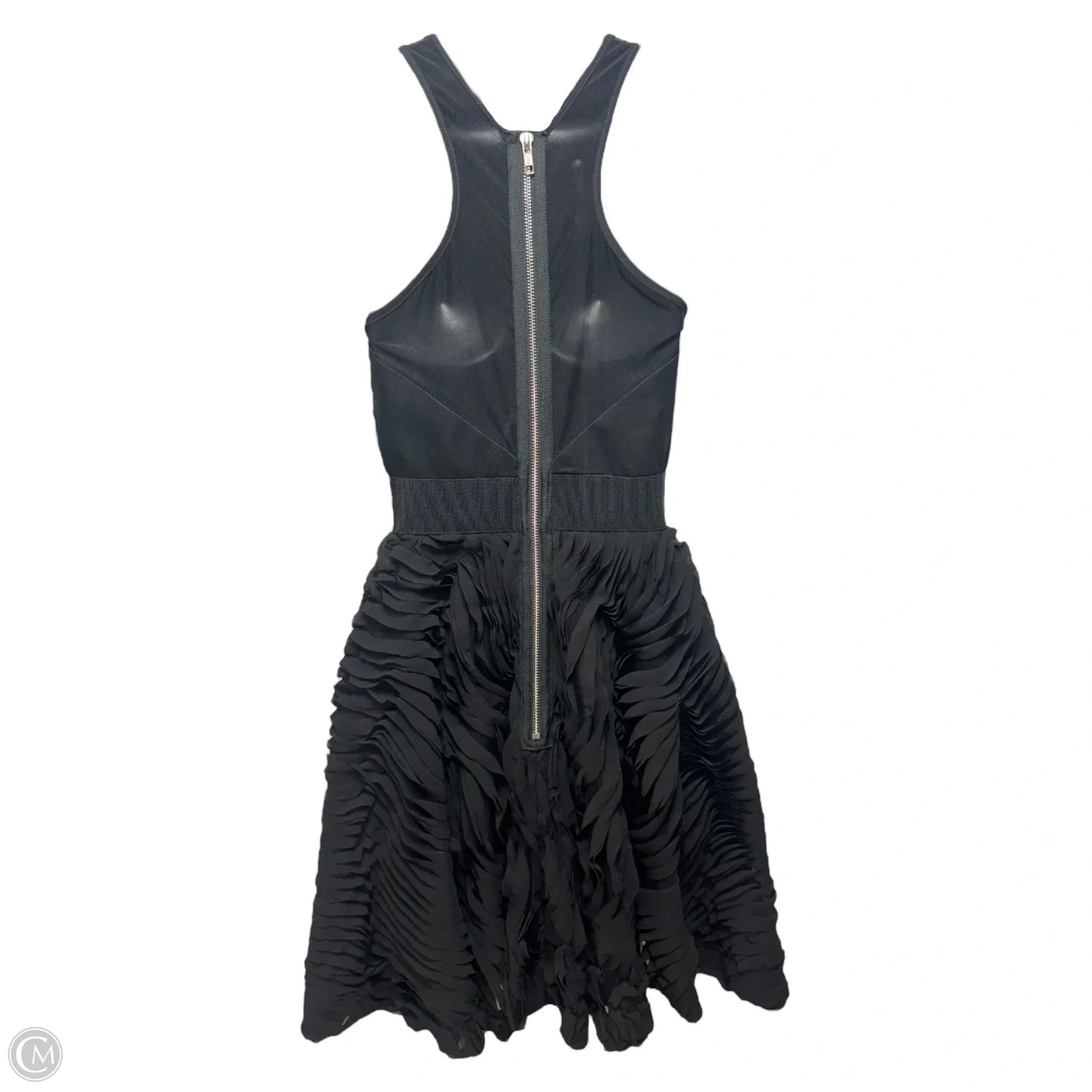 Plisse Twirl Illusion Cocktail Dress Designer By Milly In Black, Size: 0