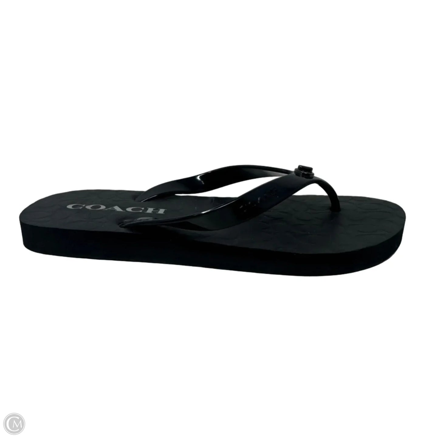Abbigail Rubber Flip Flop Sandals Designer By Coach In Black, Size: 5