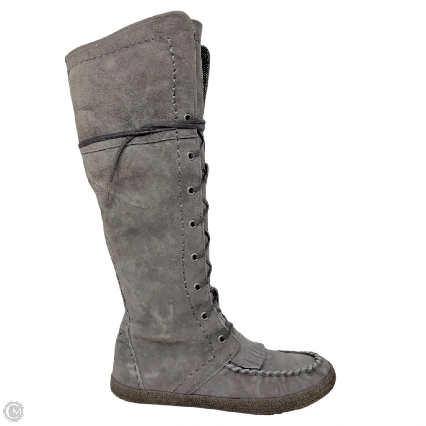 Somaya Moccasin Boots Designer By Ugg In Grey, Size: 5