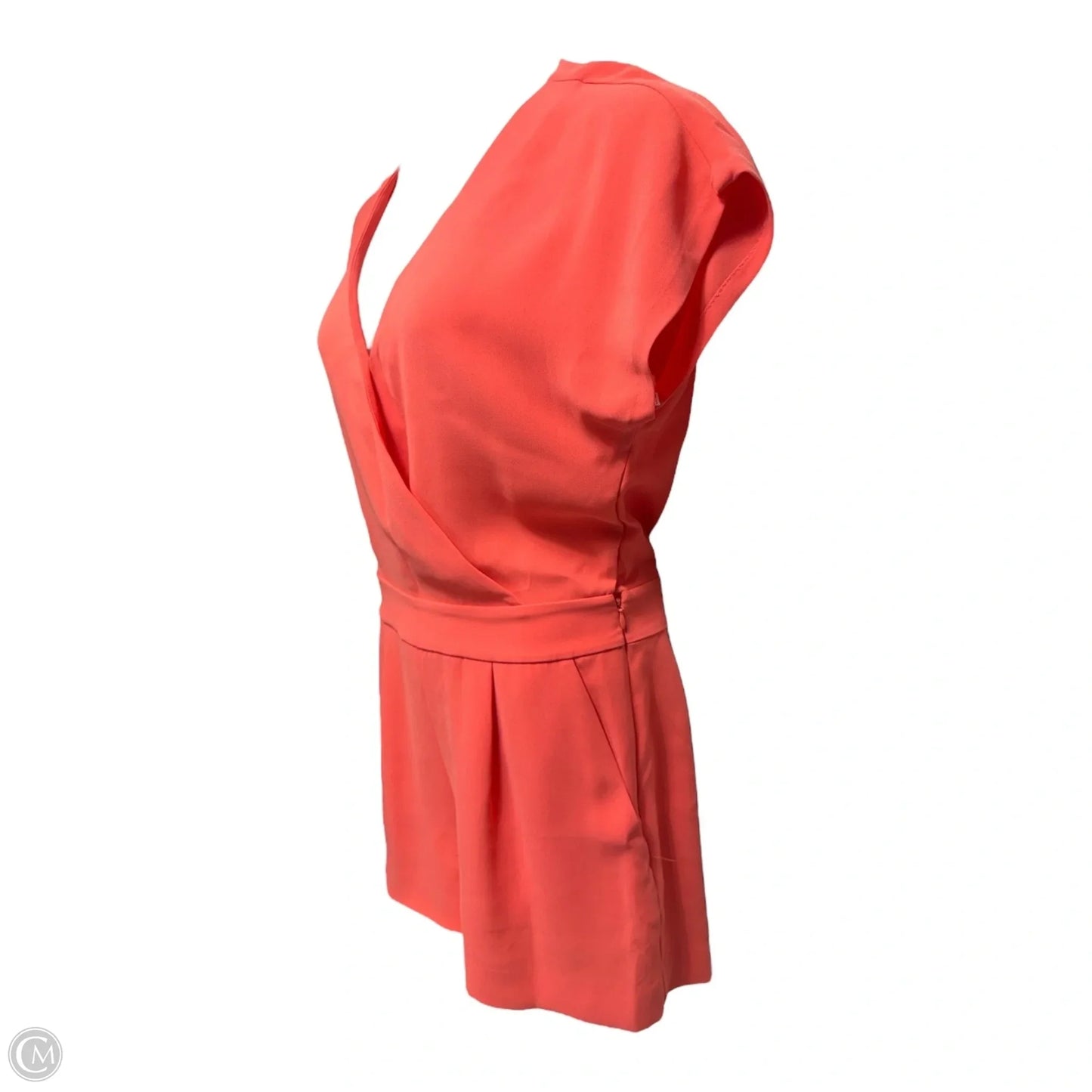 Emerson Crepe Romper Designer By Diane Von Furstenberg In Coral, Size: 8