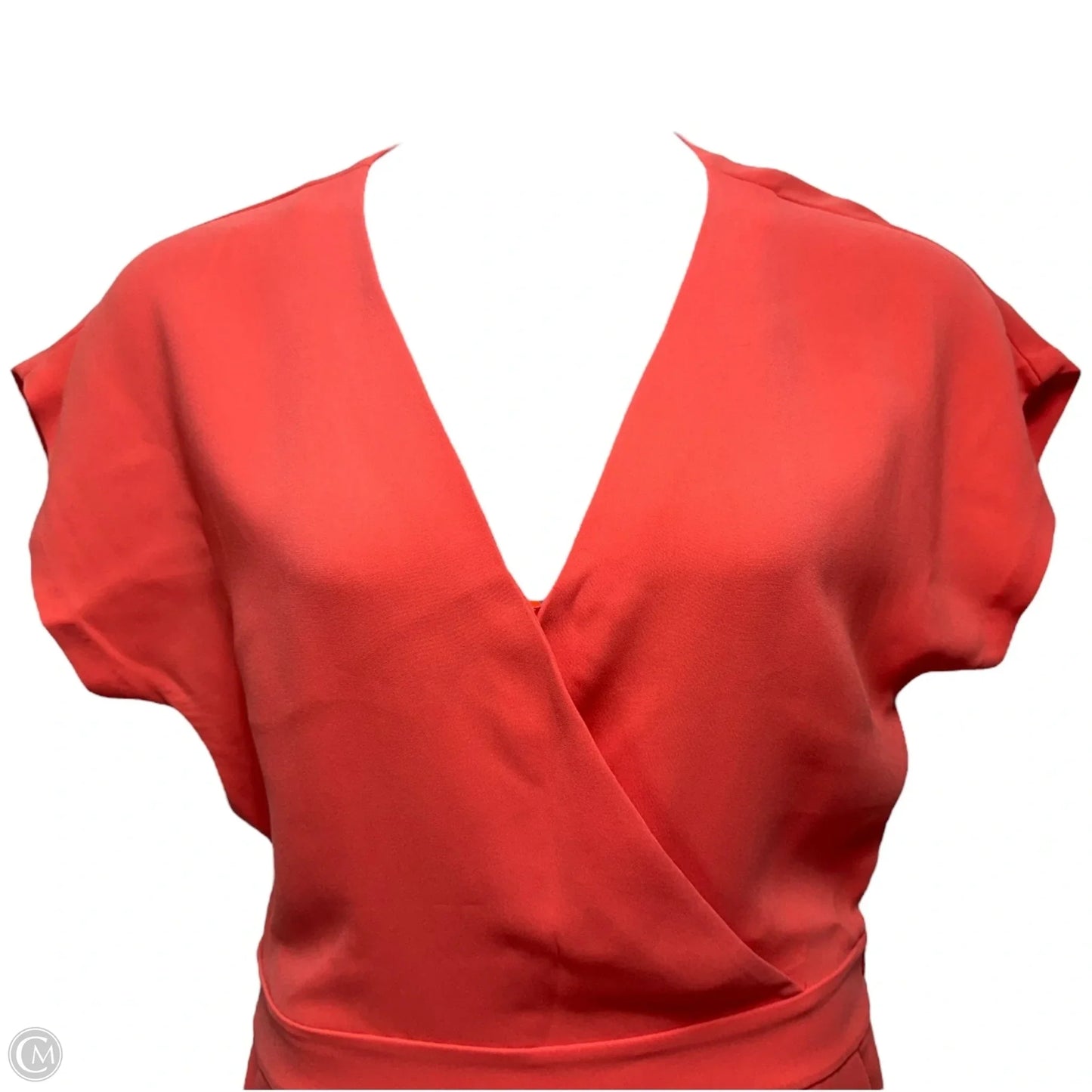 Emerson Crepe Romper Designer By Diane Von Furstenberg In Coral, Size: 8