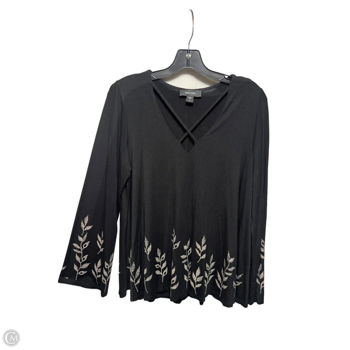 Embroidered Top Long Sleeve By Karen Kane In Black, Size: L