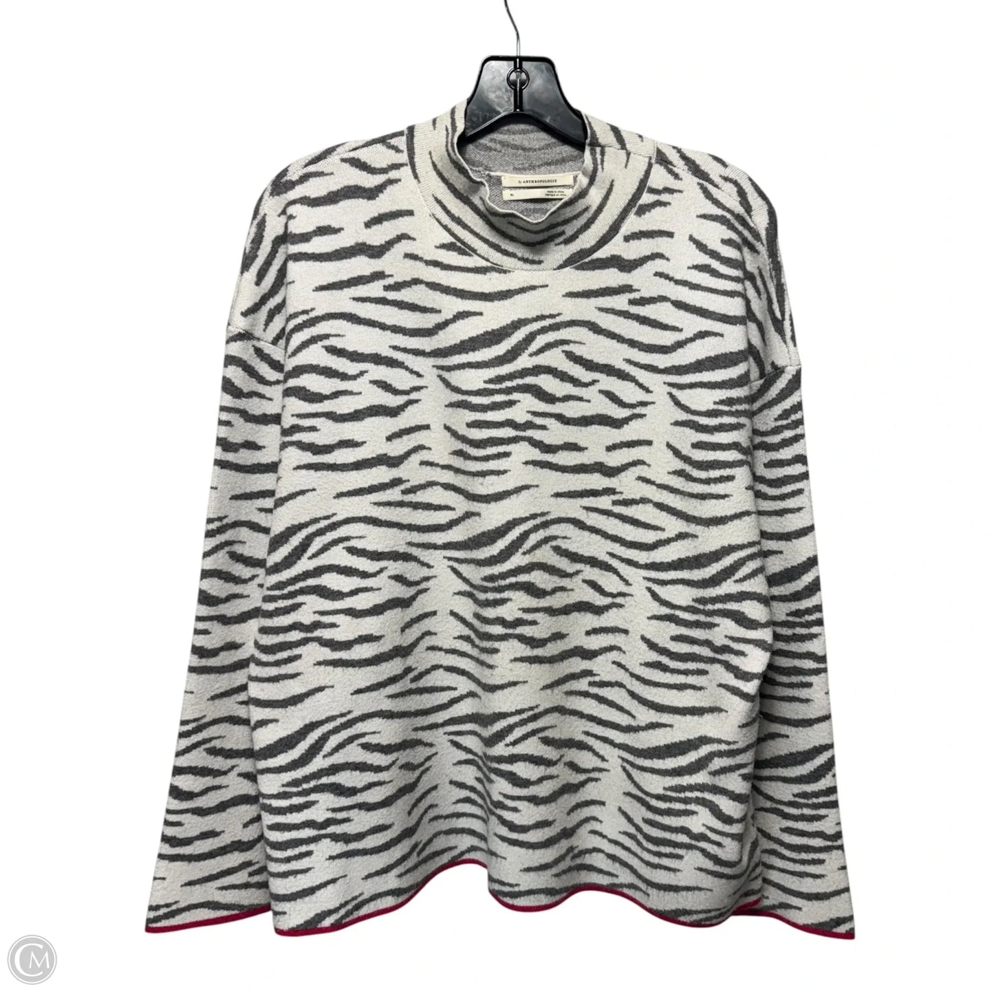 Zebra Mock Neck Sweater By Anthropologie In Zebra Print, Size: Xl