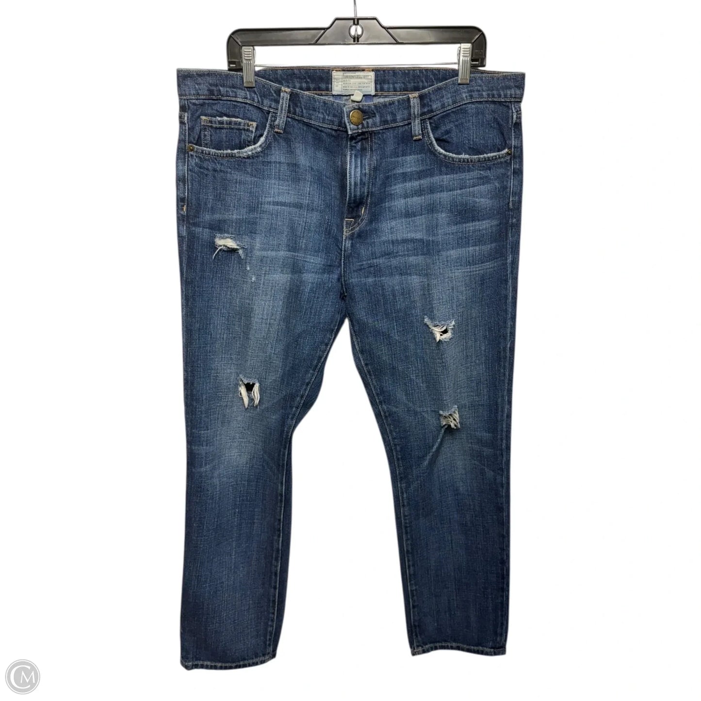 The Fling Distressed Boyfriend Jeans By Current Elliott In Blue Denim, Size: 14