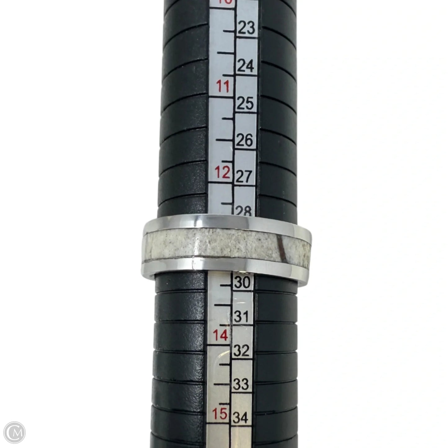 White Tail Antler Inlay Band Ring, Size: 13