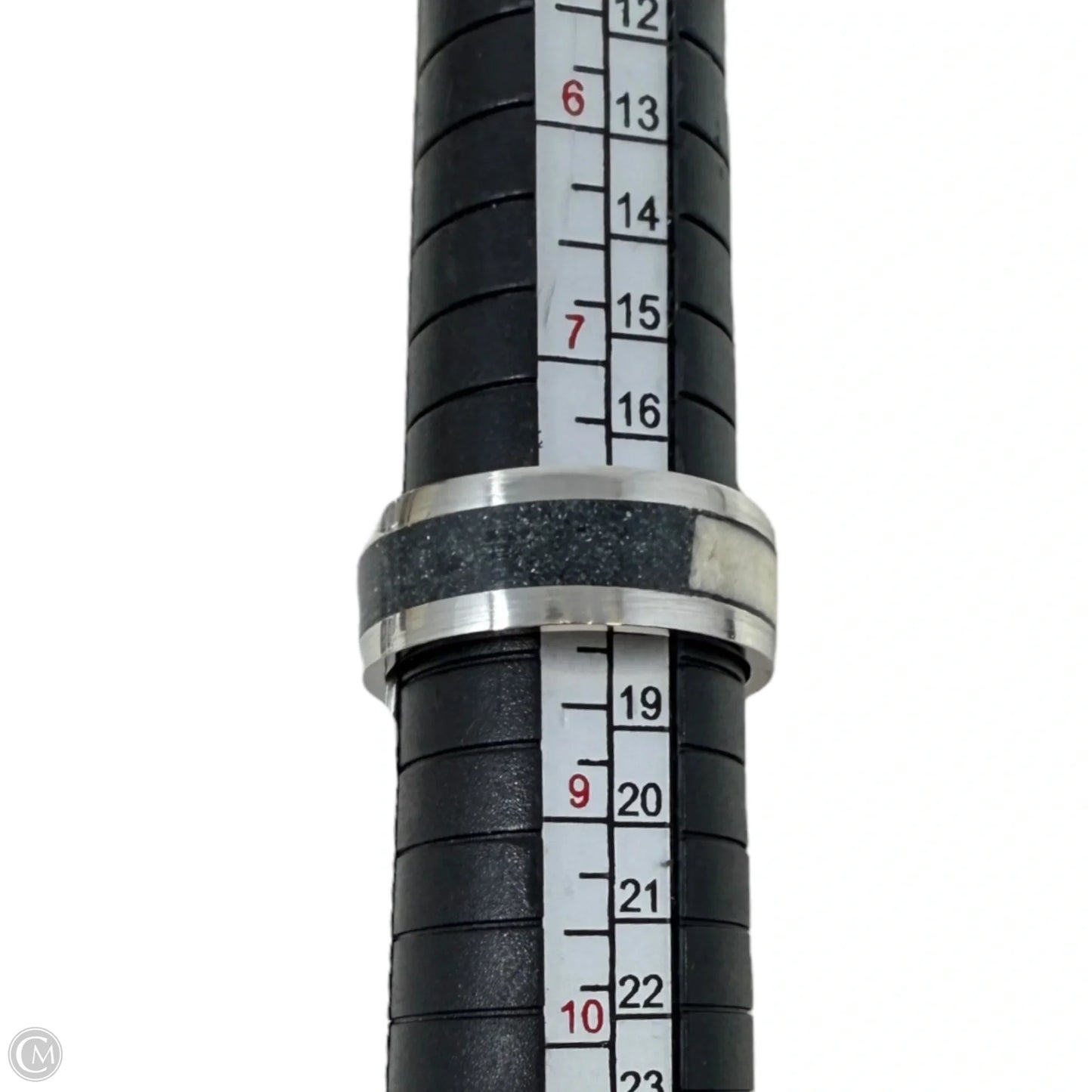 White Tail Antler & Black Quartz Inlay Band Ring, Size: 8