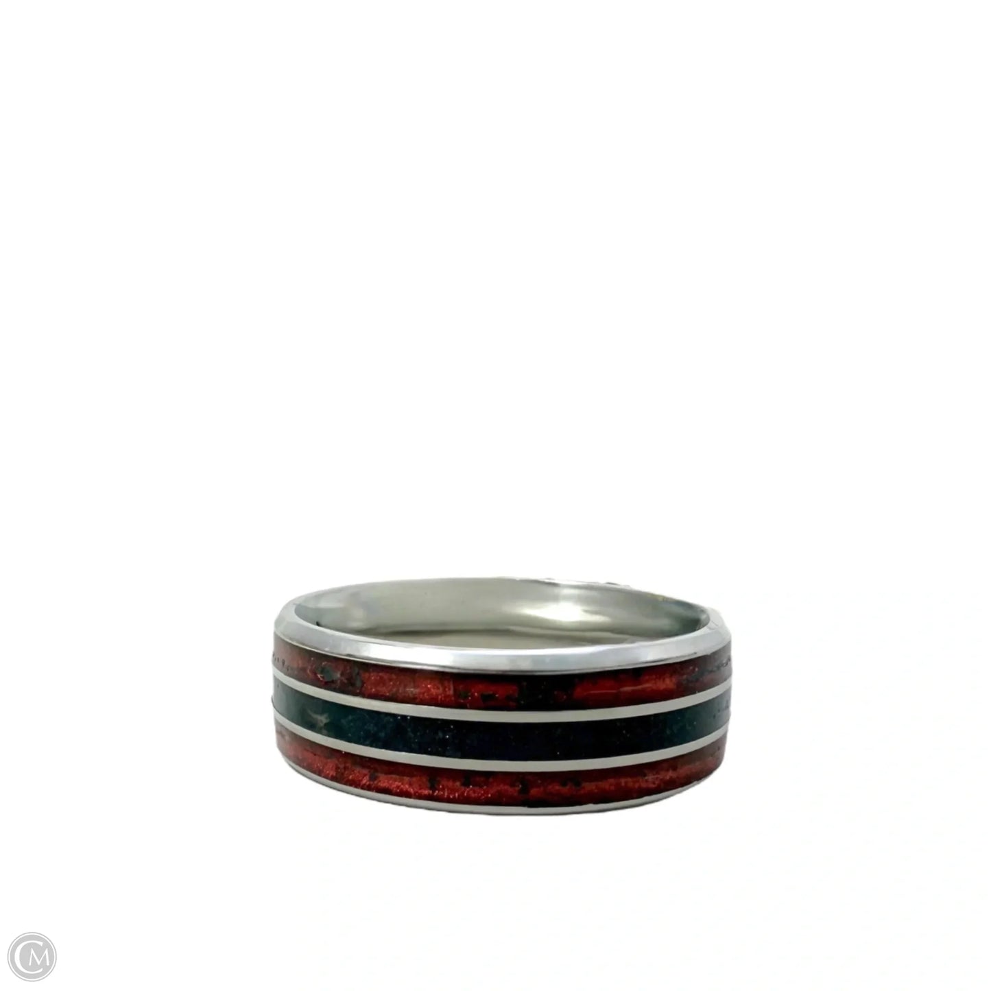 Crushed Garnet & Black Quartz Band Ring, Size: 12