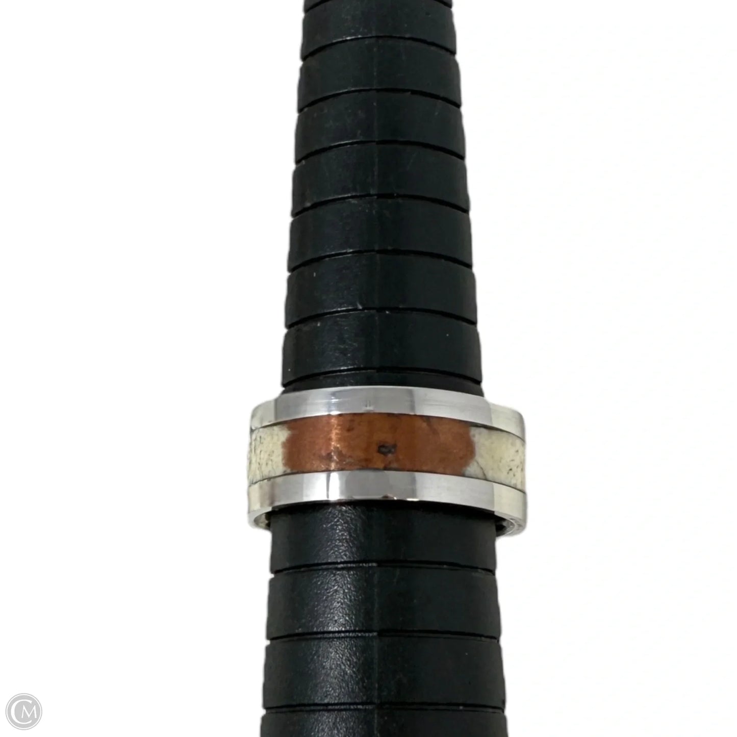 White Tail Antler & Copper Inlay Band Ring, Size: 8