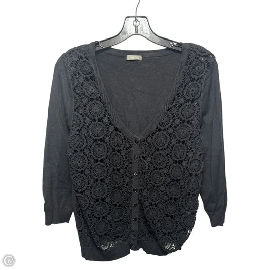 Eyelet Sweater Cardigan Designer By Neiman Marcus In Black, Size: L