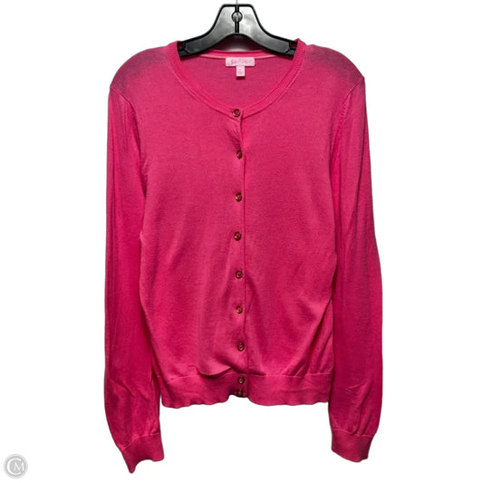 Sweater Cardigan Designer By Lilly Pulitzer In Pink, Size: L