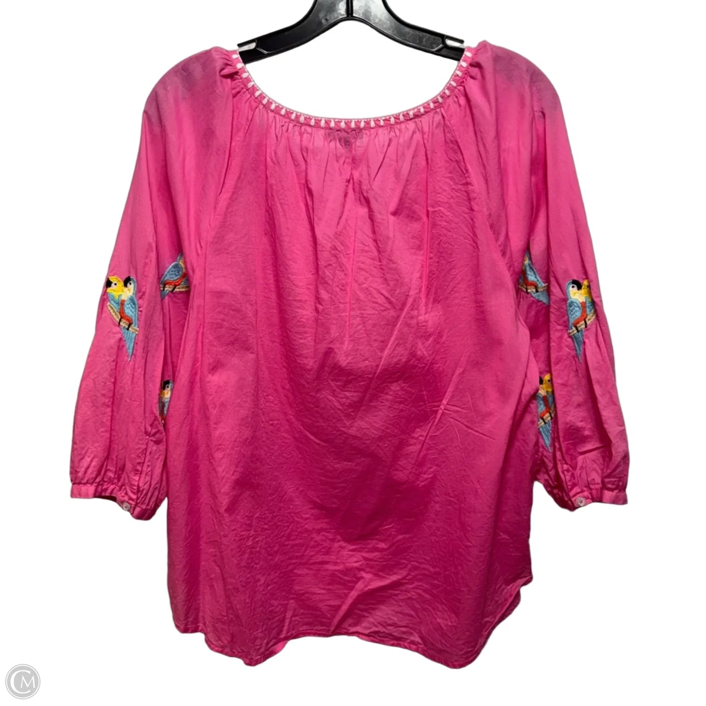 Embroidered Parrot Top Long Sleeve By Talbots In Animal Print, Size: L