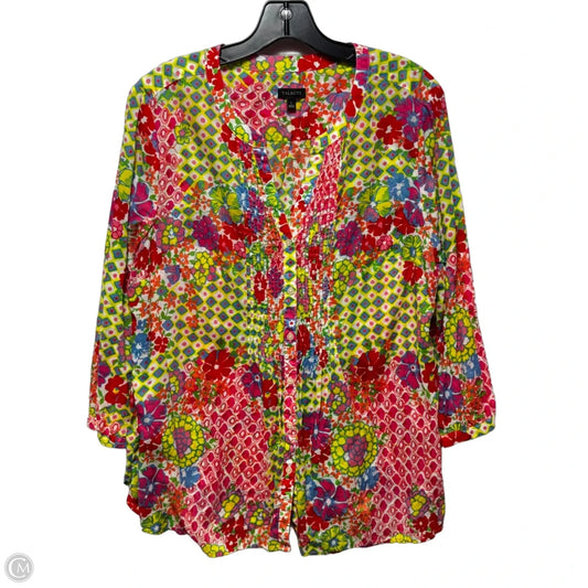 Top Long Sleeve By Talbots In Floral Print, Size: L