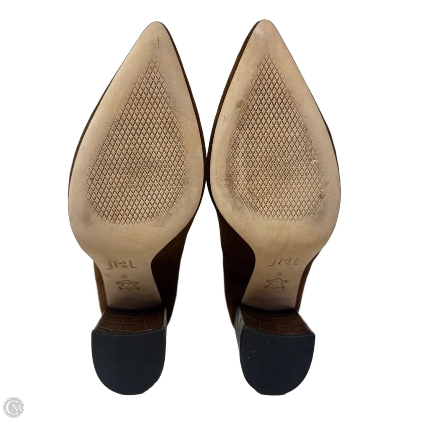 Croc Heel Suede Shoes Heels Block By J Mclaughlin In Tan, Size: 8