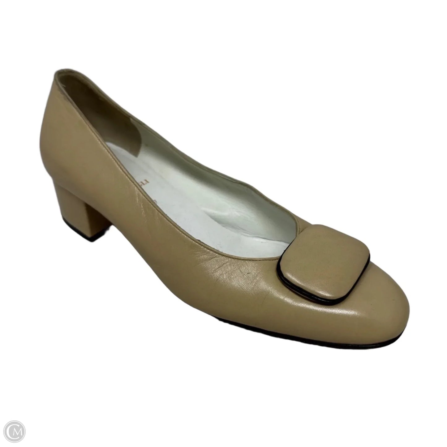 Vintage Block Heel Shoes By Bruno Magli In Tan, Size: 6.5 (37)