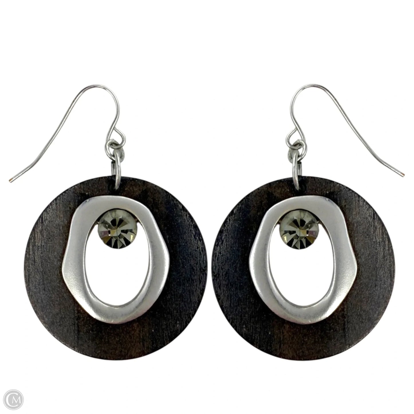 Wood & Crystal Dangle Earrings