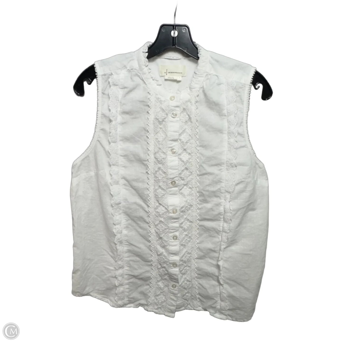 Top Sleeveless By Anthropologie In White, Size: L