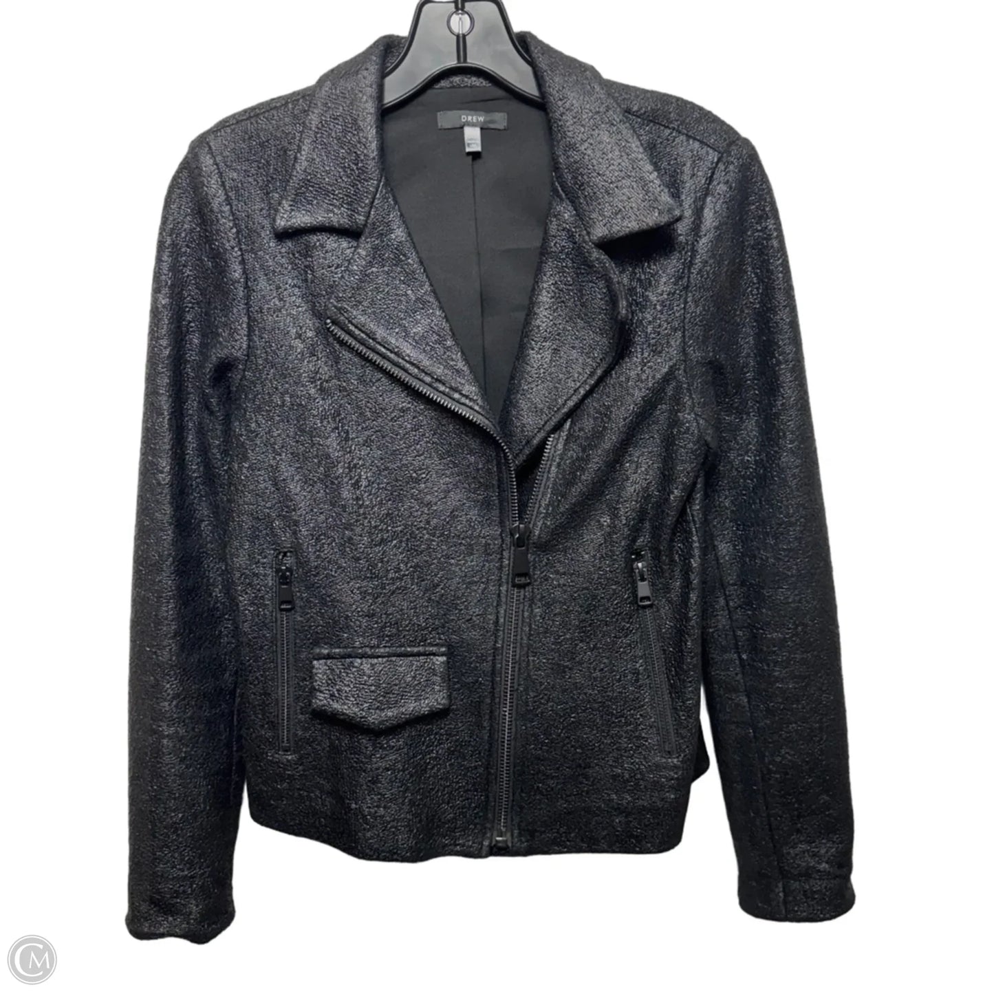 Textured Jacket Moto By Drew In Black, Size: Xs