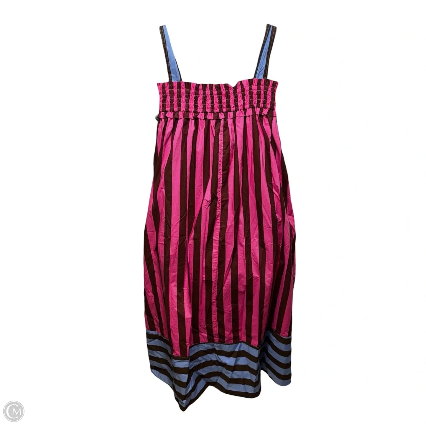 Tie Shoulder Stripe Midi Dress By Buru In Striped Pattern, Size: M/L