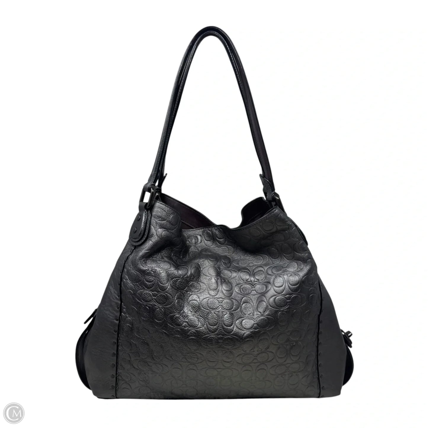 Edie Metallic Signature Embossed Leather Shoulder Bag 31 By Coach, Size: Large