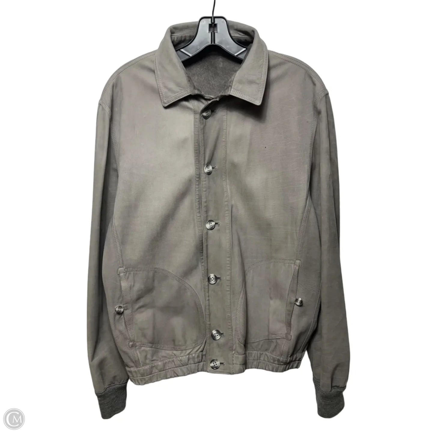 Vintage Reversible Suede Jacket Leather By Courtoué In Grey, Size: 10