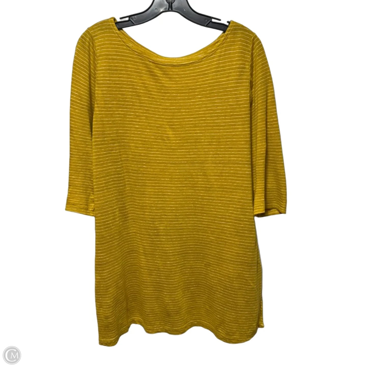 Linen Tunic 3/4 Sleeve By Eileen Fisher In Striped Pattern, Size: M