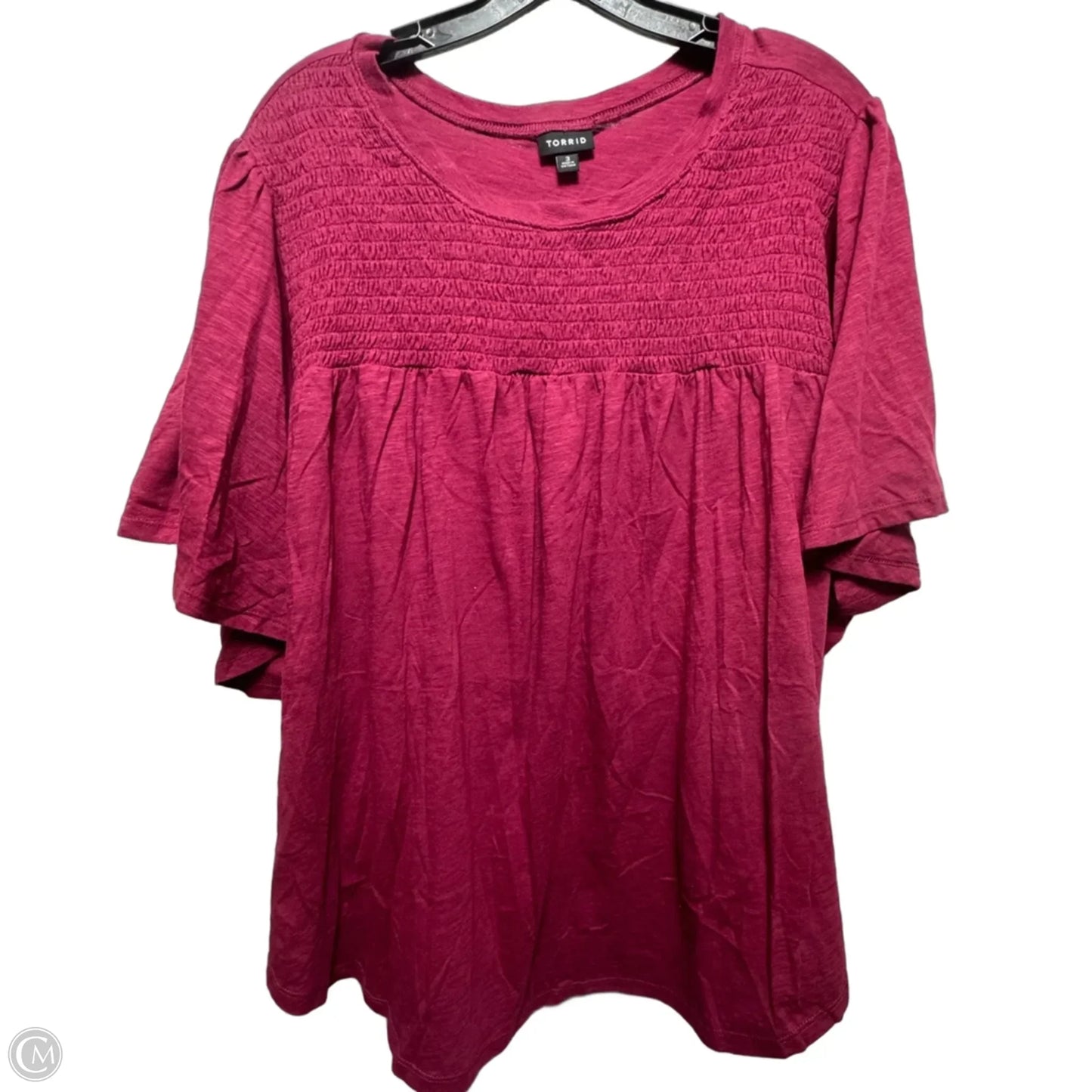 Top Short Sleeve By Torrid In Maroon, Size: 3x