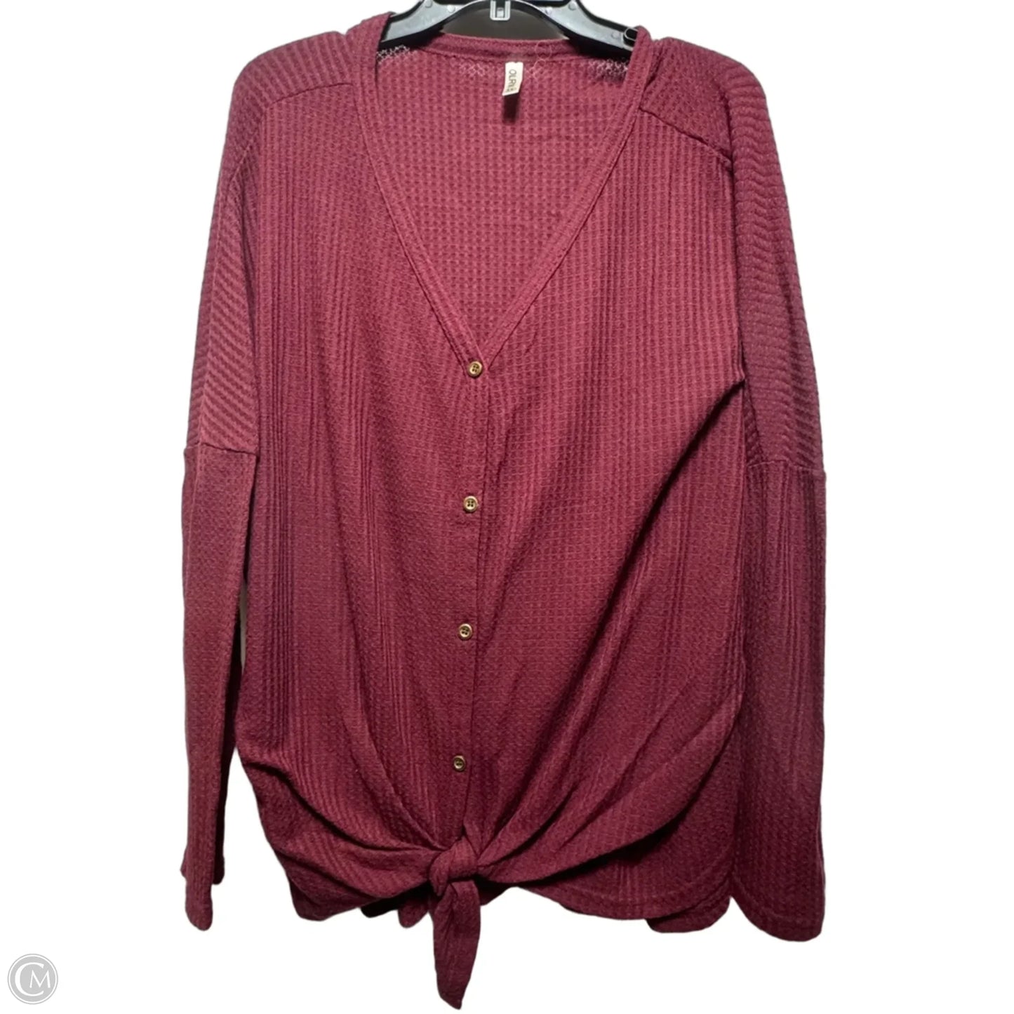 Top Long Sleeve By Olrik In Maroon, Size: 3x