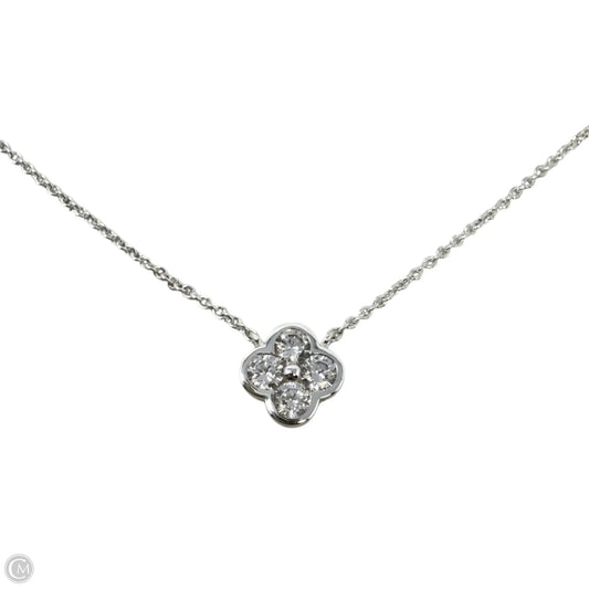 CZ & Electroplated Silver Clover Pendant Necklace