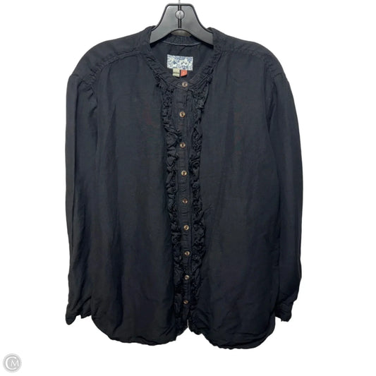 Linen Blend Top Long Sleeve By Pilcro In Black, Size: Xl